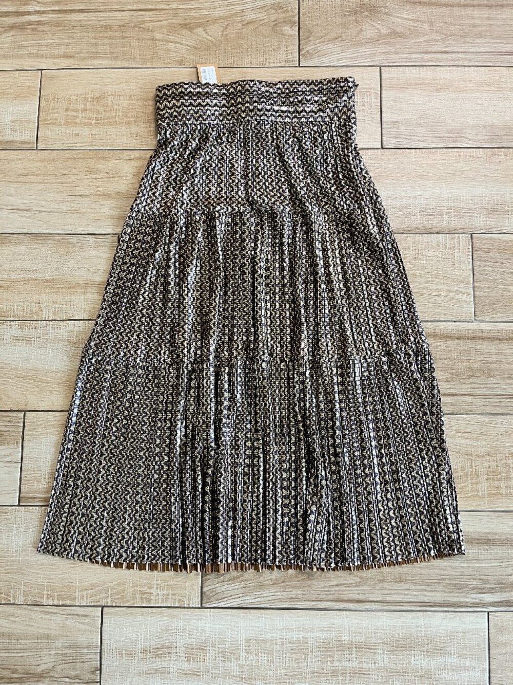 Womens NWT ba&sh Gold Shimmer Pleated Midi Skirt - 2/M - Picture 1 of 6